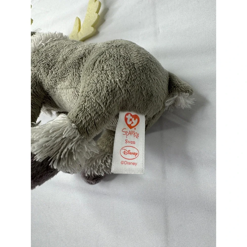 Ty Beanie Babies Disney Frozen Sven Reindeer Sparkle Plush 2014 Grey Brown 41151